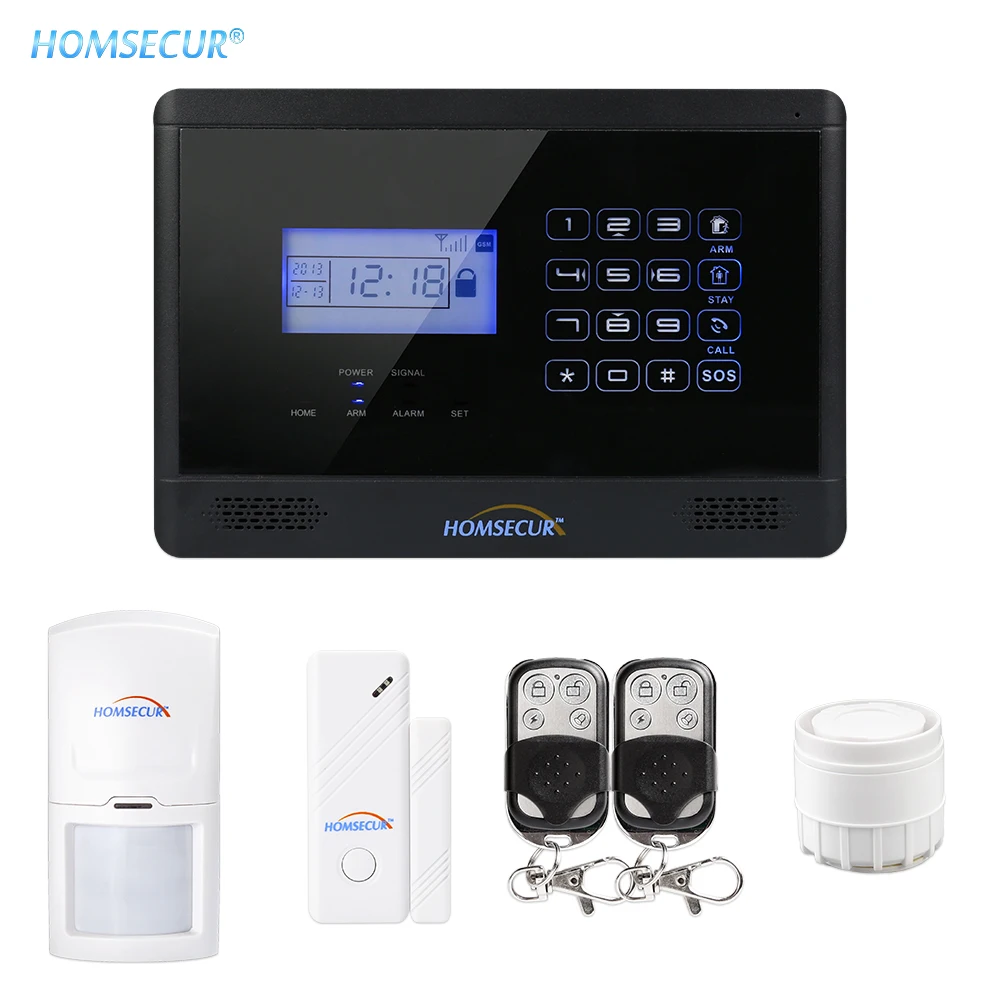 Система охранной сигнализации HOMSECUR ЖК дисплей беспроводная и проводная GSM для