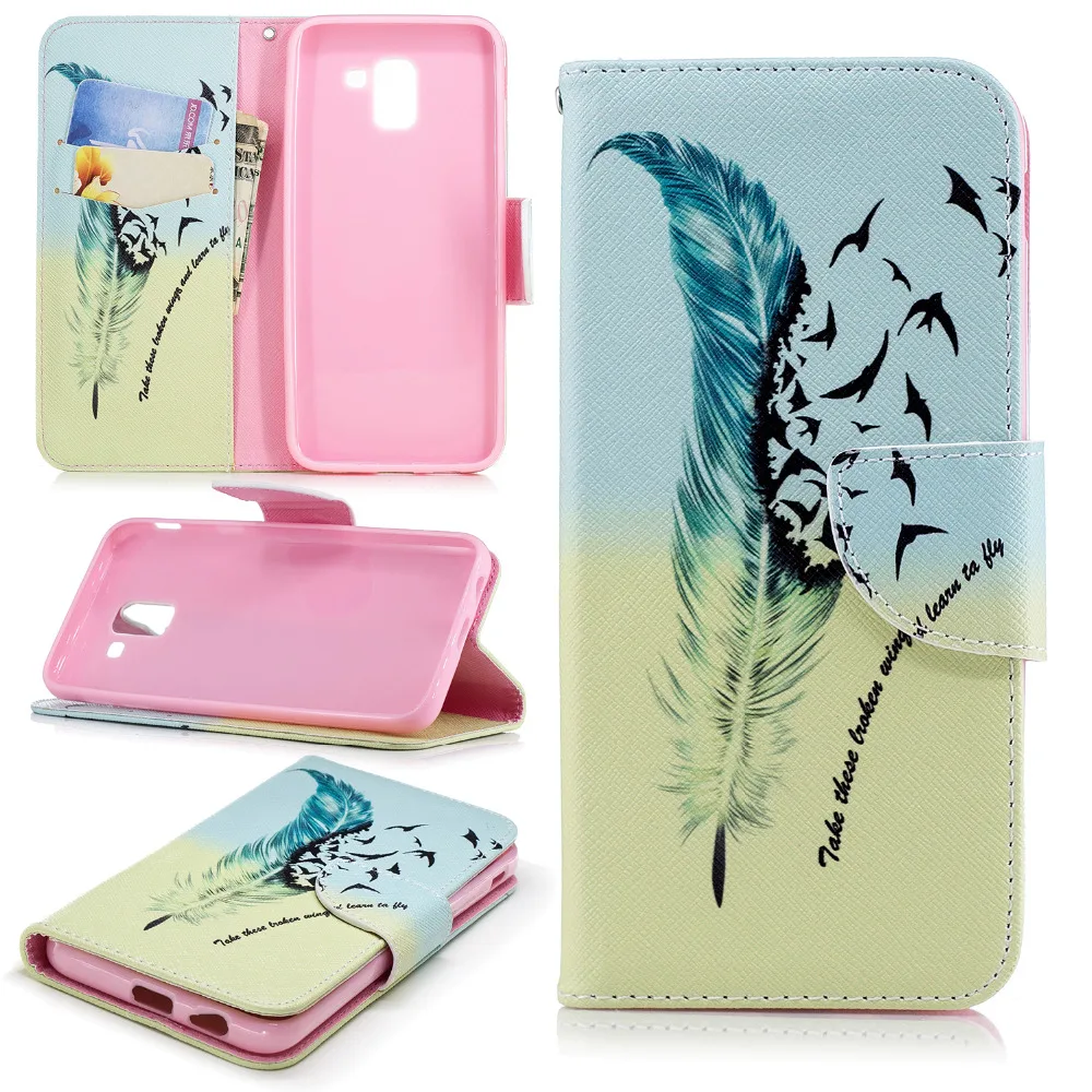 J6() кожаный чехол для samsung galaxy J4 J6 чехол A10 A20E A20 A30 A40 A50 A70 Coque для samsung J6 плюс кошелек флип-чехол