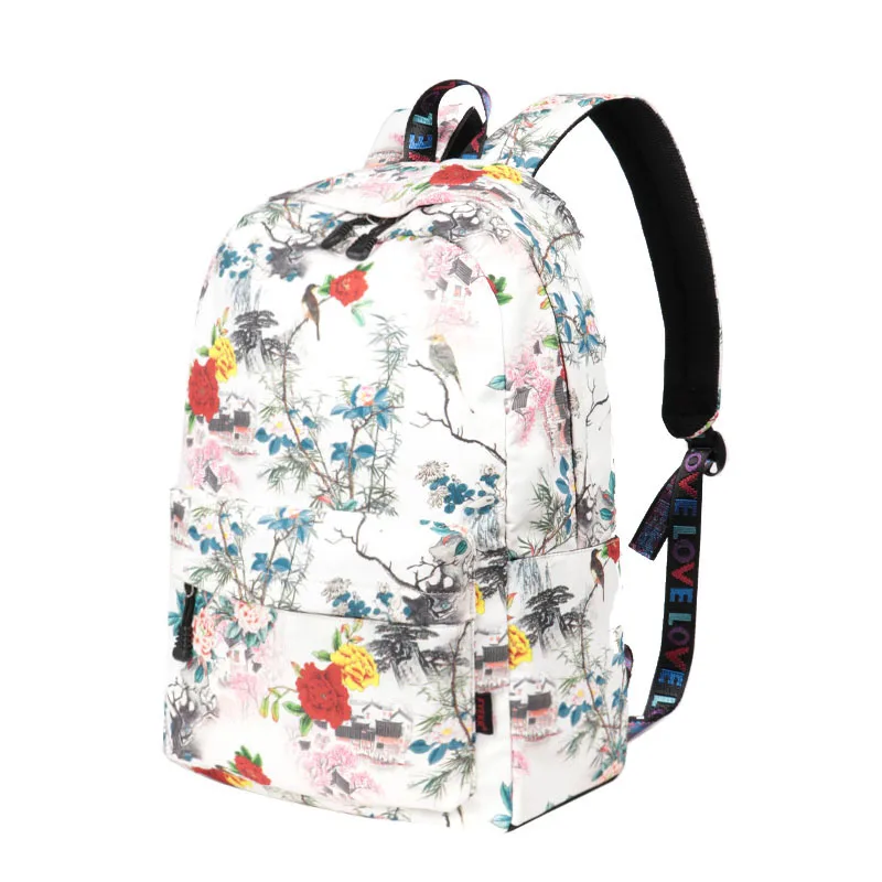 Китайский стиль модный женский водонепроницаемый рюкзак с цветочным принтом