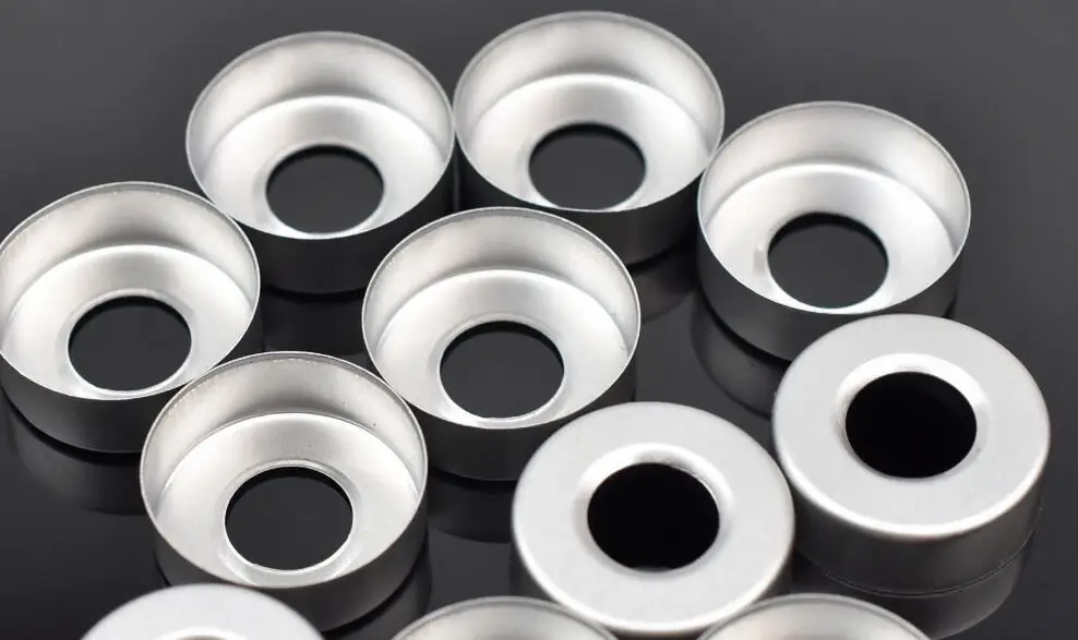 ONLY CAP 100 шт./лот 20 мм* 3 мм алюминиевая крышка с белым PTFE/синие силиконовые перегородки для 10 мл/20 мл проба бутылки челюсти хроматографические флаконы - Цвет: ONLY CAP
