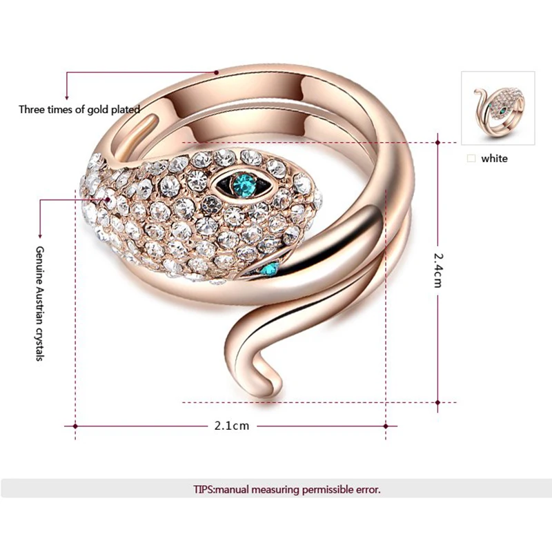 GS оптовая продажа модные кольца в виде змейки для женщин розовое золото цвет