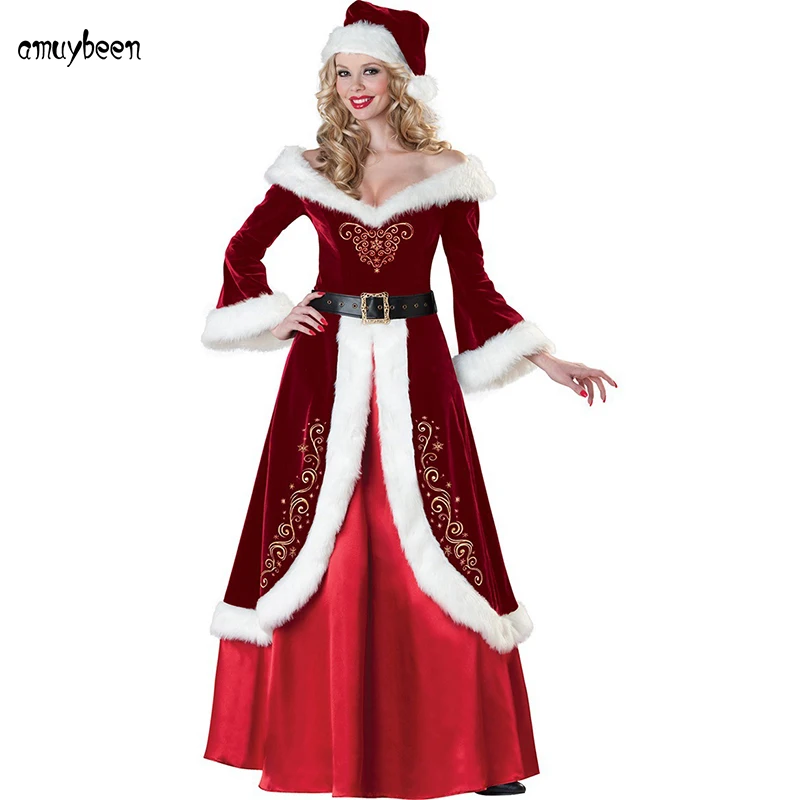 Рождественское Платье женское зимнее длинное винтажное 2017 с расклешенными