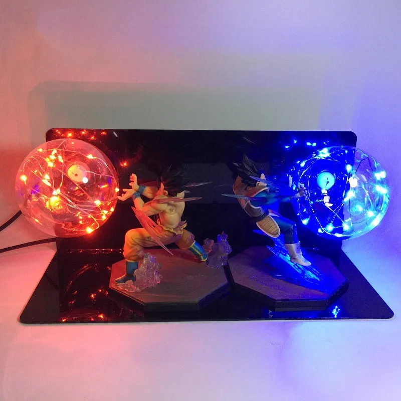 Dragon Ball Z Вегета Сон Гоку Битва Супер Saiyan светодиодная Ночная лампа Аниме Драконий жемчуг зет ночник RGB 110 В 220 в домашний декор для стола огни - Испускаемый цвет: Blue and Red