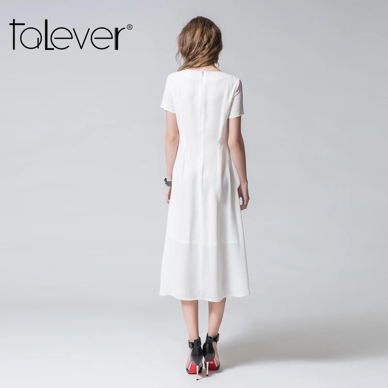 Лето 2017 г. платье Женщины О образным вырезом короткий рукав элегантный разрез