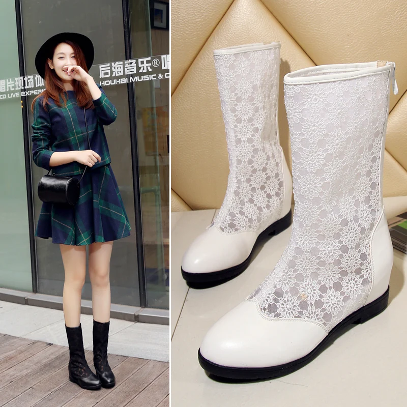 

LVABC 2019 New Fashion Casual Shoes Women Wedges Summer Lace ventilation Fretwork Shoes Increase Heels Platform Slip On Shoes