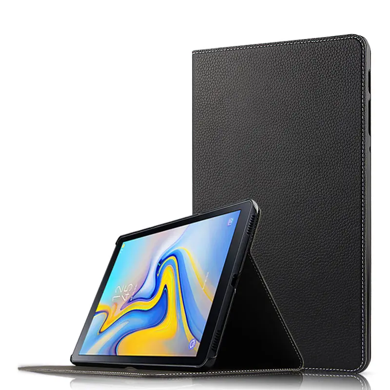black Чехол из воловьей кожи для samsung Galaxy Tab A 10,5 SM T590 T595 T597 SM-T590/5/7 10," планшетный ПК Защитный кожаный чехол s - Цвет: black