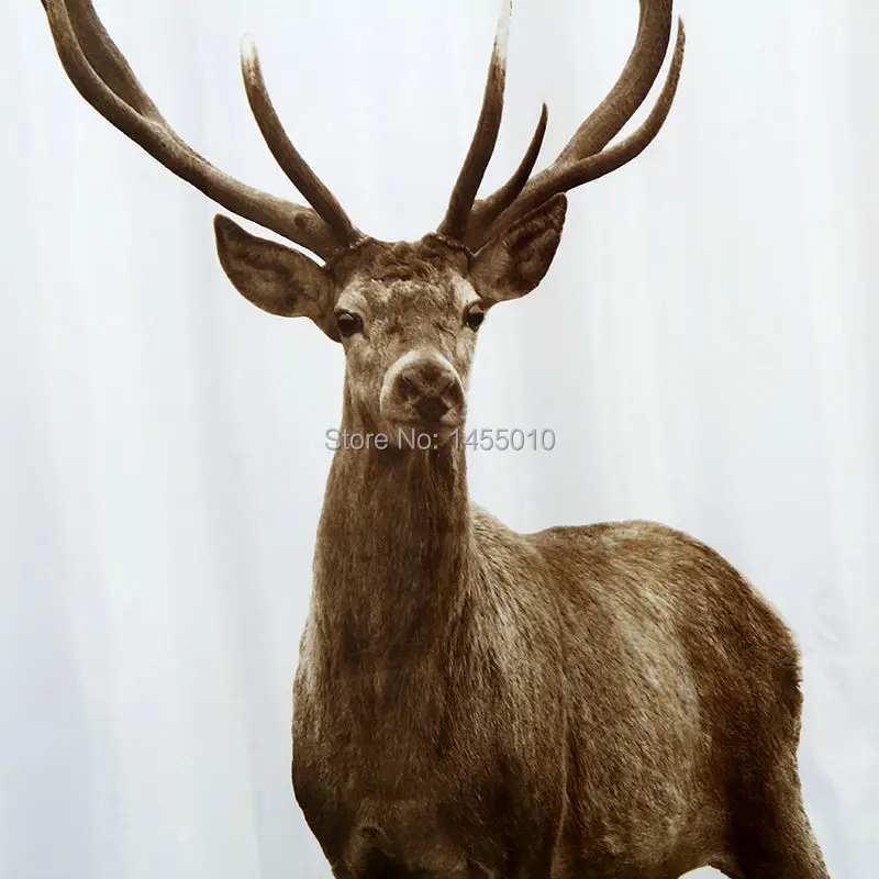 Занавеска для душа Happy Tree из полиэстера с рисунком животных слона оленя