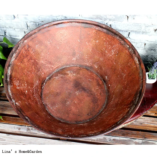 Большой горшок с медной отделкой винтажная чаша цветочный плантатор ручками|pot