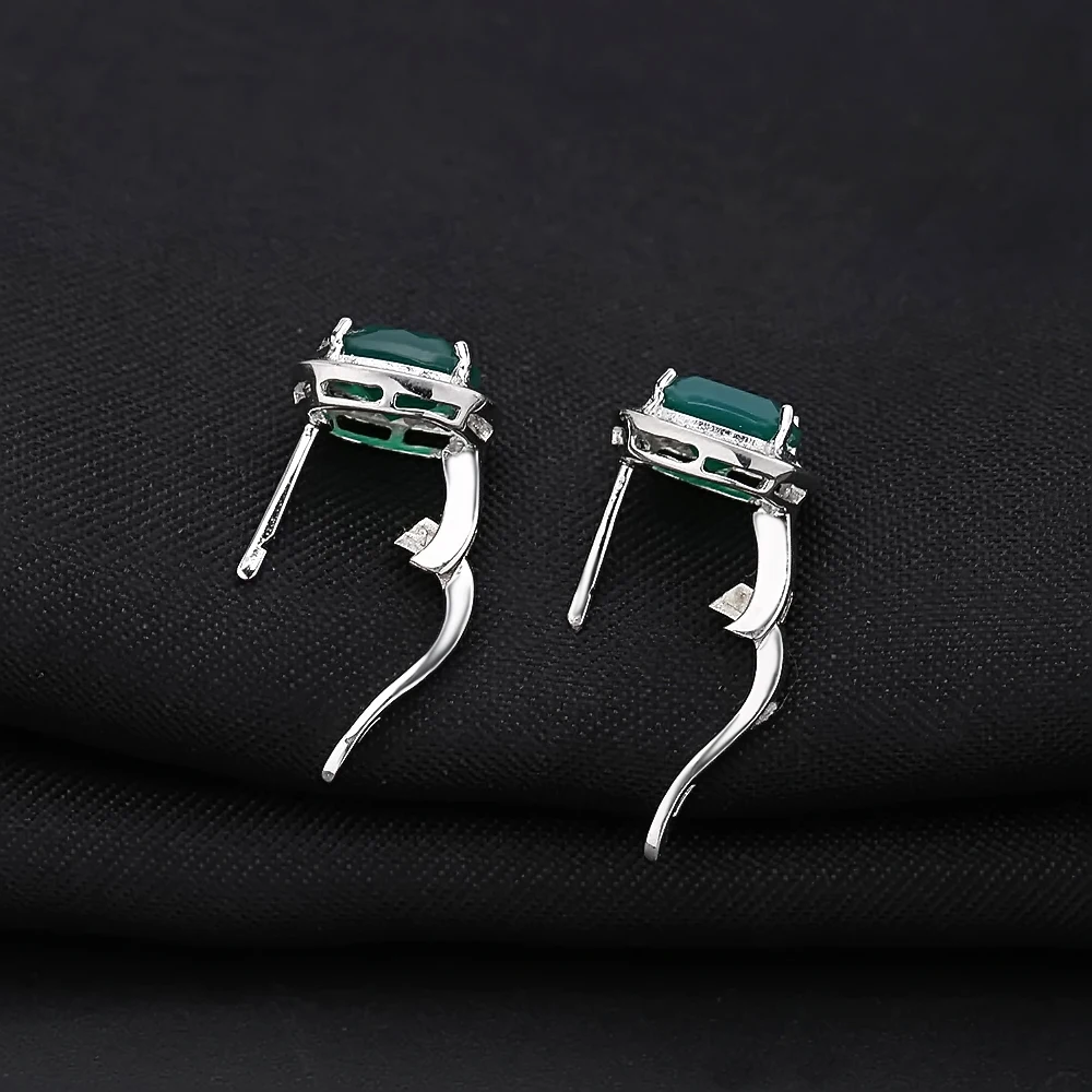 Gem's Ballet 4.40Ct Винтаж натуральный зеленый агат, натуральный камень круглые серьги гвоздики для женщин Свадебные 925 пробы серебряные ювелирные изделия