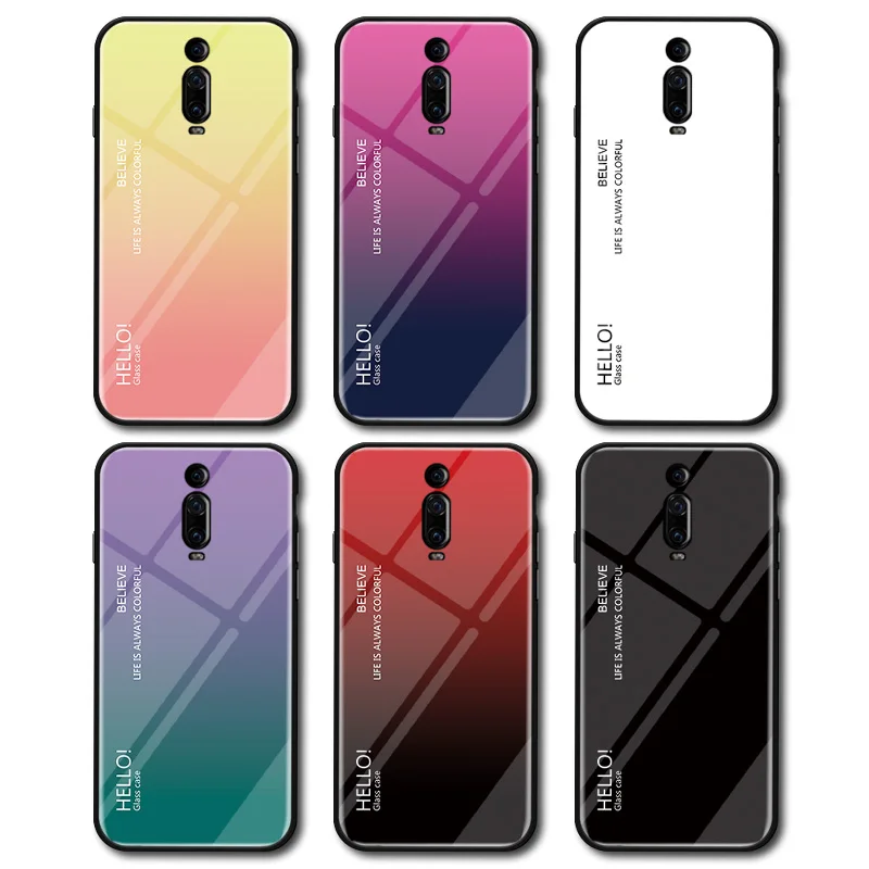 Чехол из закаленного стекла Red mi K20 градиентного цвета для Xiao mi 9T mi 9T черный силиконовый мягкий чехол-бампер на красном mi K20 Pro glass Cse