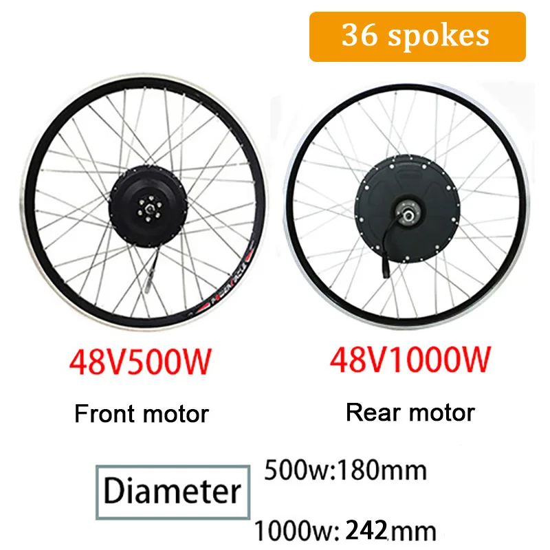 48V 500W 1000W комплект для переоборудования электрического велосипеда с 20AH Батарея сзади Blushless мотор для центрального движения колеса для 2" 700C Байк, способный преодолевать Броды для электронного велосипеда комплект