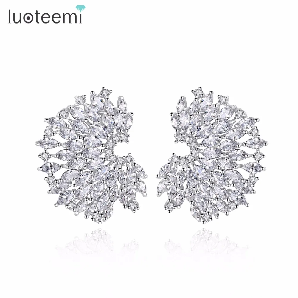 LUOTEEMI Новые звезды этнические элегантные модные серьги из белого золота в форме