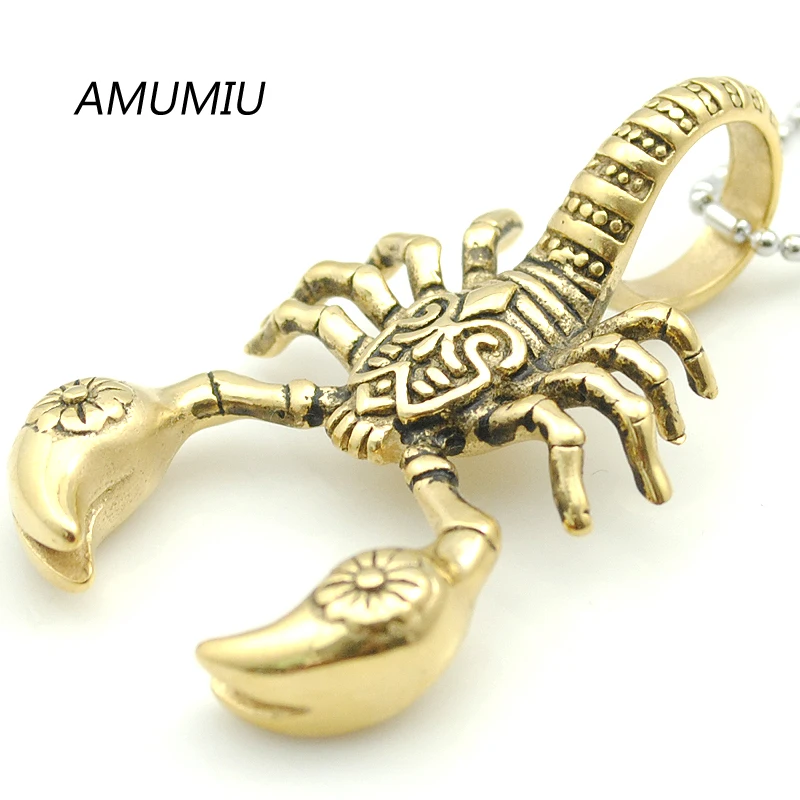 Подвеска AMUMIU в виде скорпиона золотого цвета ожерелье из нержавеющей стали с