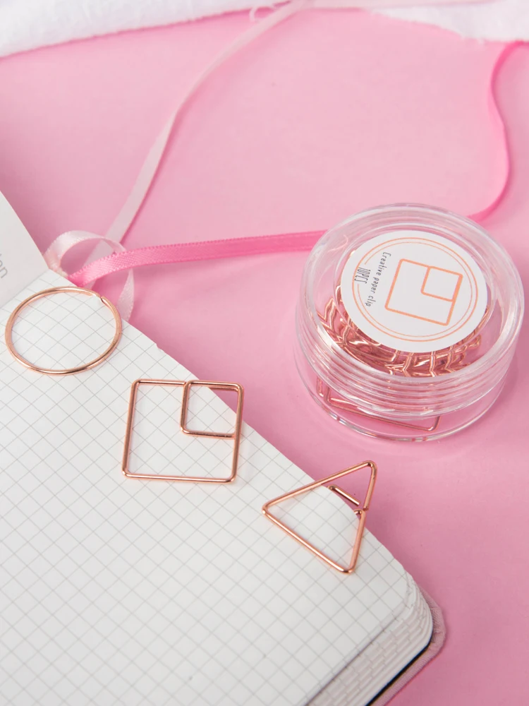 Простые геометрические металлические милые Зажимы для бумаги из розового золота