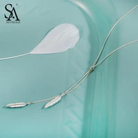 sa silverage fine jewelry silver wedding pendants for women feather tassel pendant necklace real 925 sterling silver necklaces