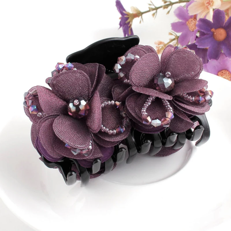 Пластиковые Когти для волос кружевные цветы девочек заколки Винтажные Украшения