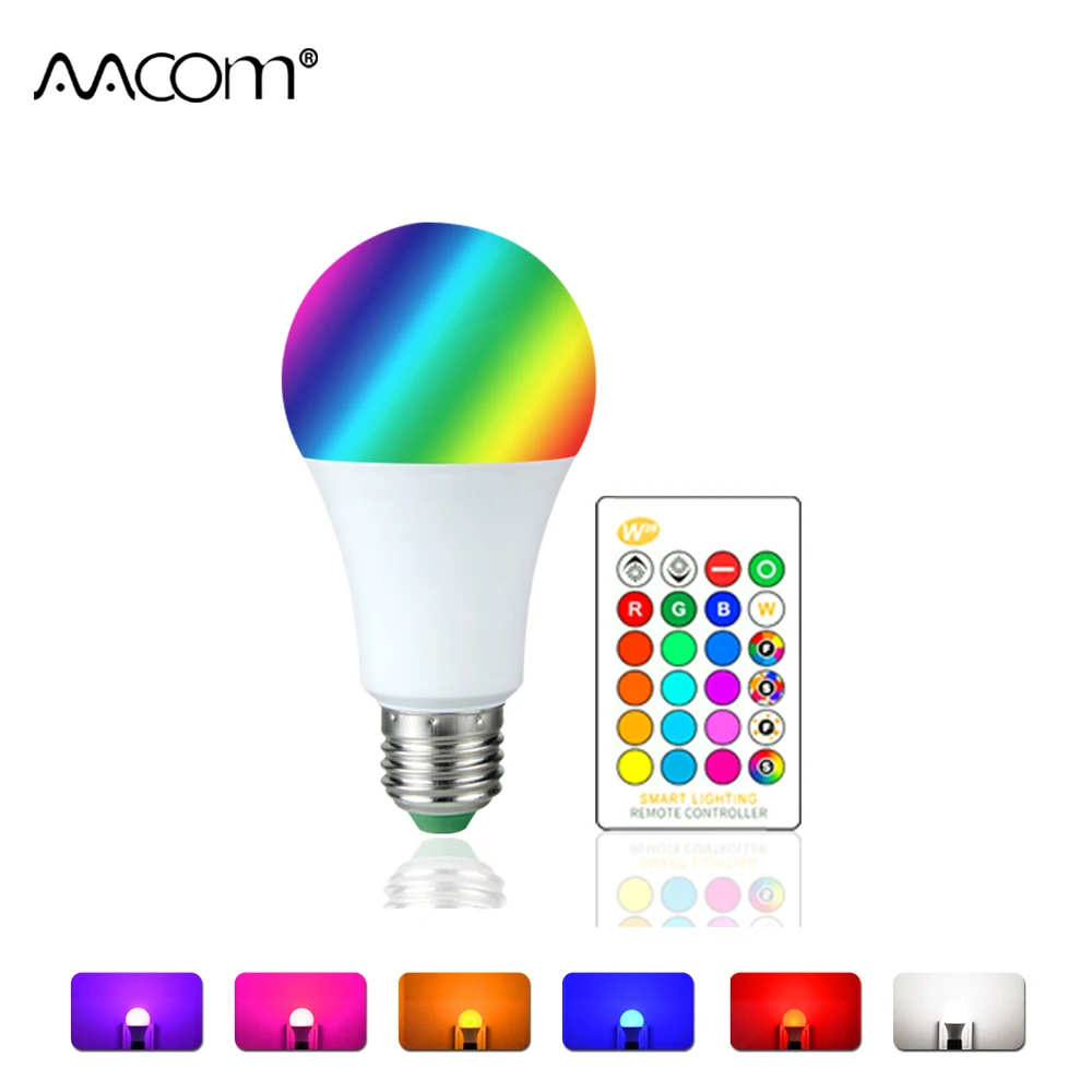 Светодиодная лампа E27 RGBW 5 Вт 10 15 85 265 в уровней яркости RGB A50 A60 лампочка свеча для