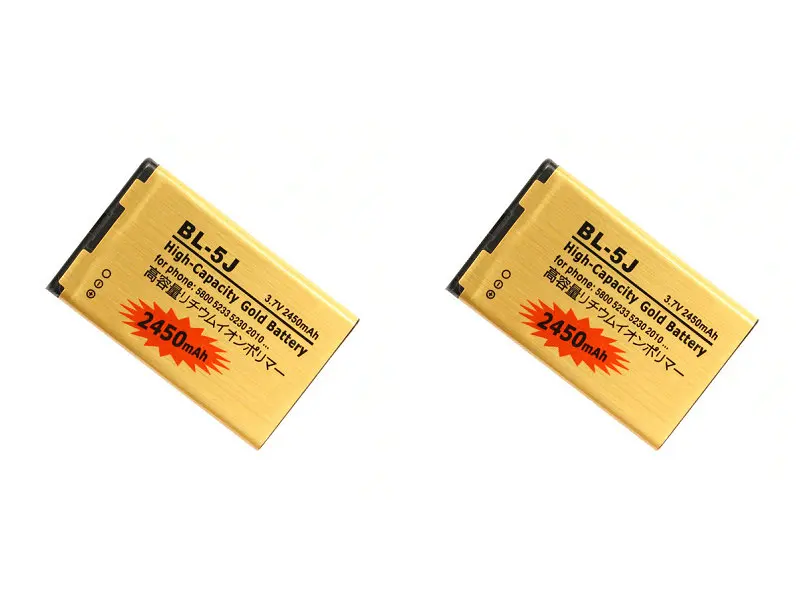 2 шт./лот 2450 мАч BL 5J Золотой Сменный аккумулятор для Nokia 5800 5233 5230/c 2010 X6/m 5235 5228 5232 5238