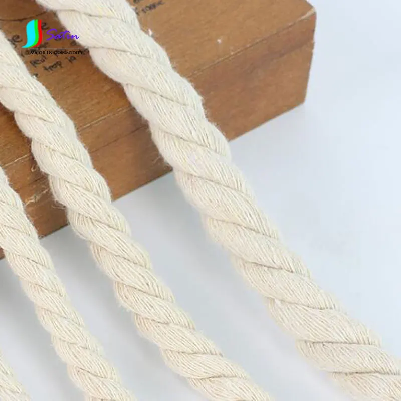 Витой хлопчатобумажный канат 12 м из чистого хлопка, тройная вязка DIY, аксессуары ручной работы, толстая и тонкая Круглая Плоская плетеная веревка A0101A