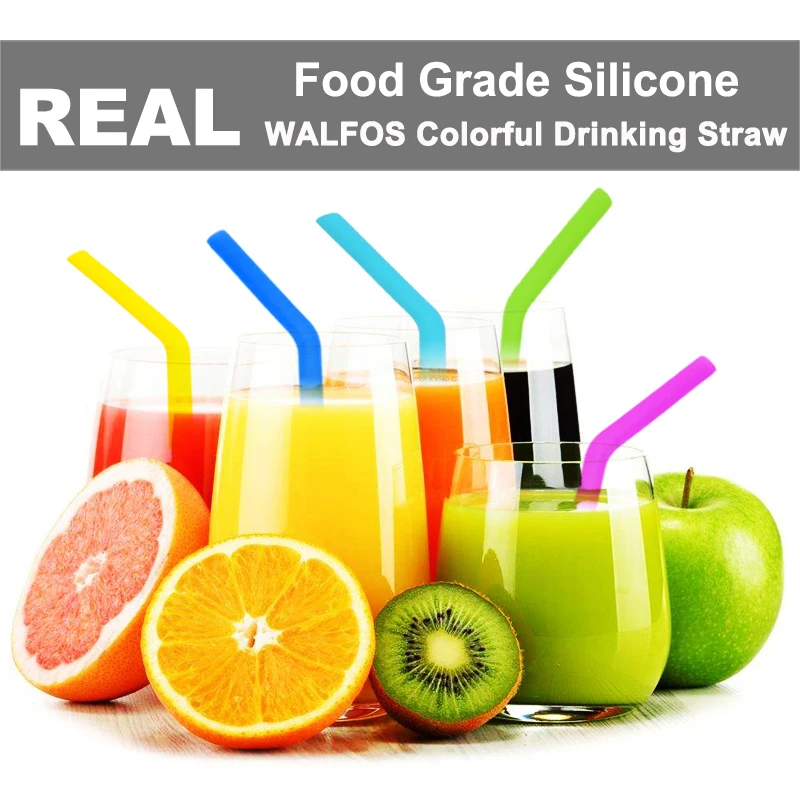 WALFOS комплект из 2-х Многоразовые соломинкой гибкие Еда Класс Нержавеющая сталь