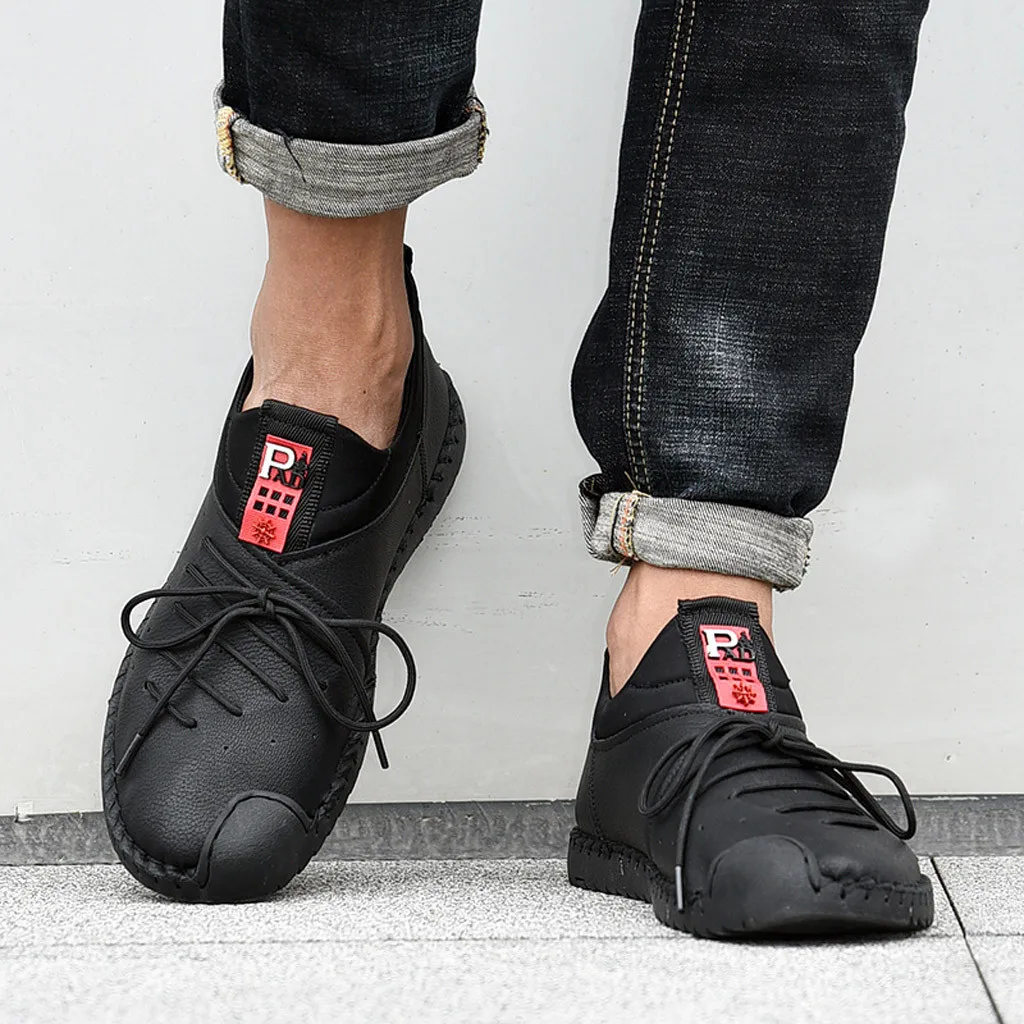 Летние повседневные туфли на шнуровке Для мужчин Кожаная прогулочная обувь; водонепроницаемые мокасины; мужские лоферы; мокасины; обувь на плоской подошве Для мужчин Элитный бренд распродажа модные# G4