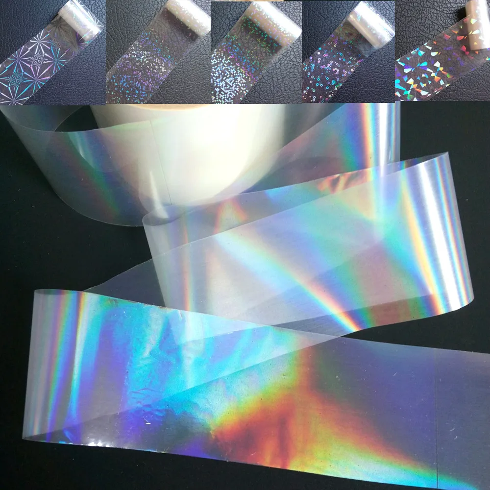 

120 м/рулон Прозрачные голографические Переводные фольга лазерные разбитые стеклянные Звездные голографические наклейки для дизайна ногте...