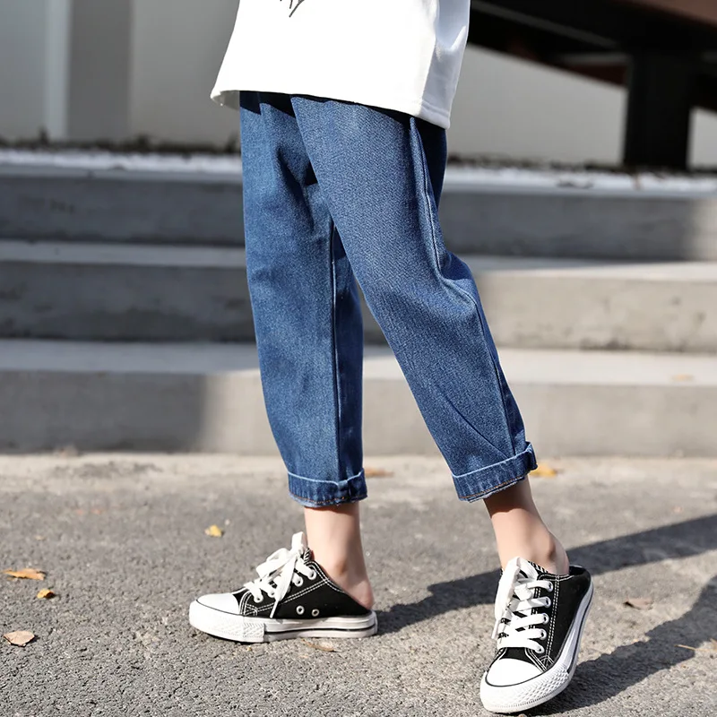 Коллекция 2019 года джинсы для детей свободные джинсовые штаны девочек весенние