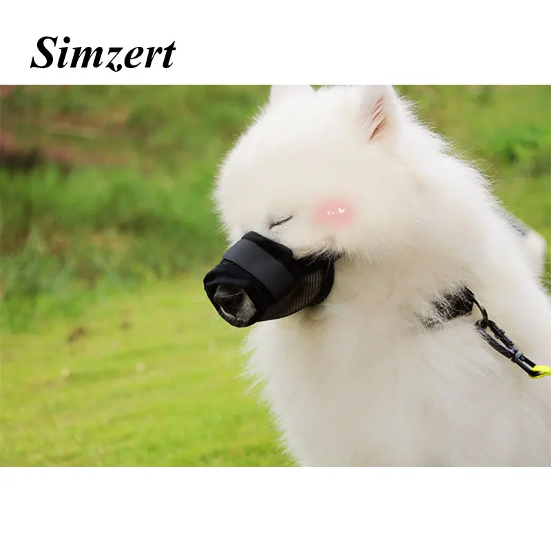 Simzert Muzzles нейлоновая дышащая анти укус Собака Рот Набор Регулируемый Размер Пэт