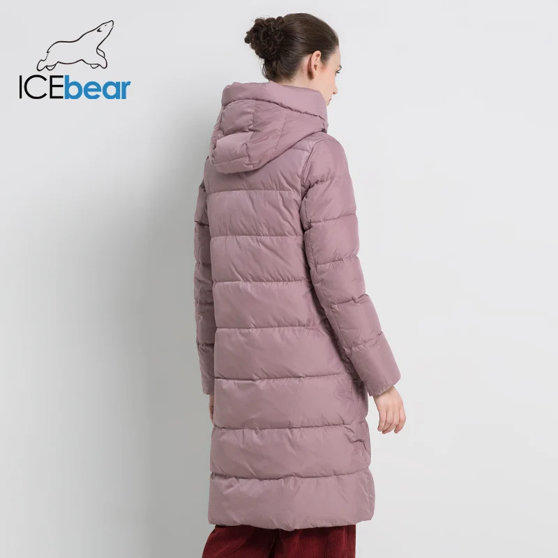 ICEbear Новинка зимняя женская куртка Длинное женское пальто Толстая теплые Женские хлопчатобумажные модные куртки высокого качества с капюшоном парки марка Женская одежда GWD18238I