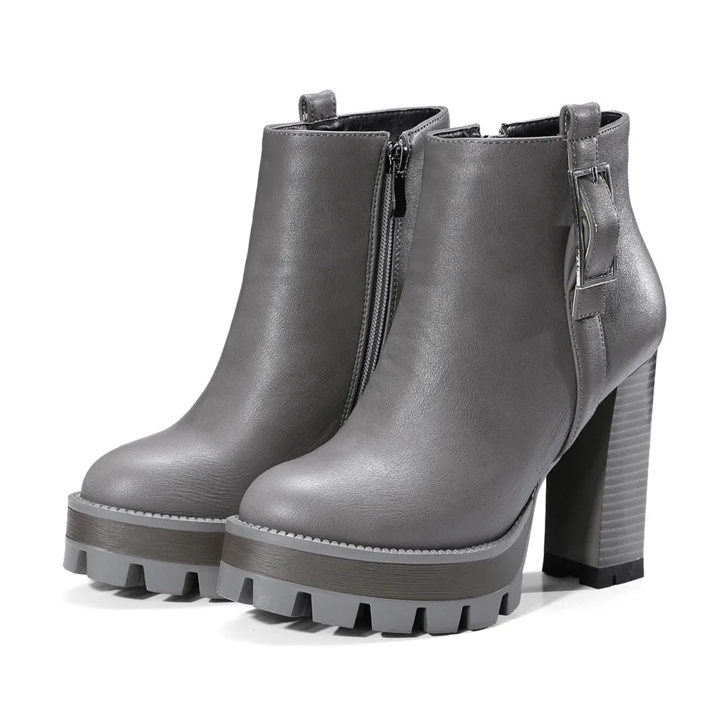 ASUMER/2020 Новое поступление Модные женские ботинки с круглым носком на молнии