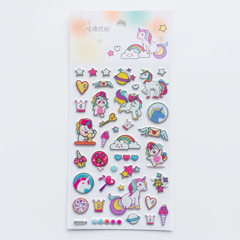 1 лист Радуга Единорог Bling EVA Bubble Kids Puzzle сцена декоративная наклейка Блокнот компьютерный Декор - Цвет: C