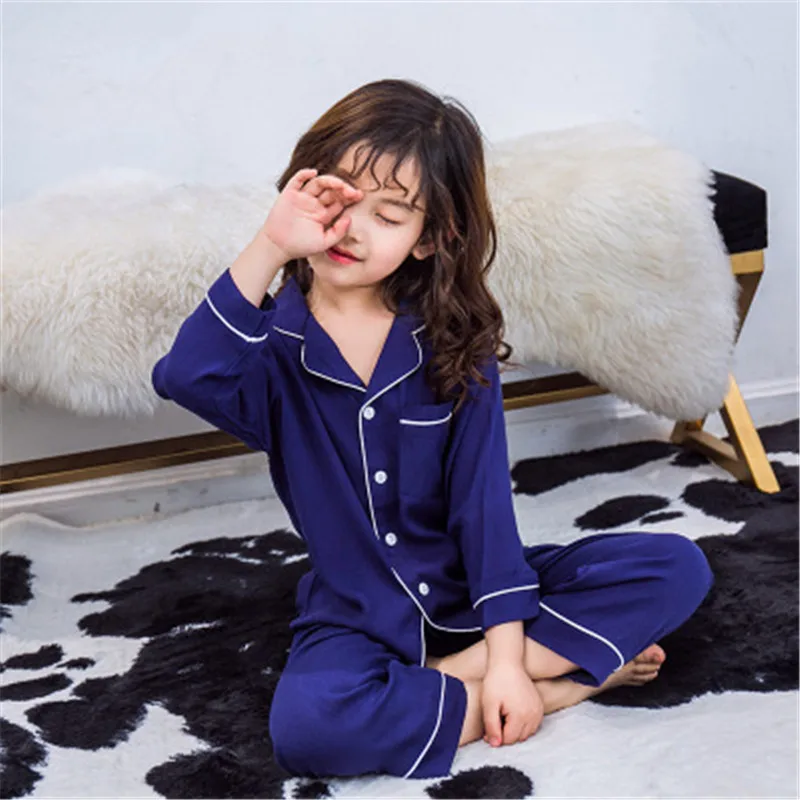 Модная детская пижама в Корейском стиле новые осенние однотонные комплекты