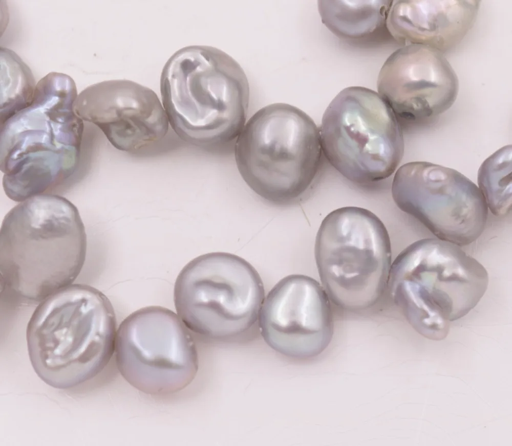6mm-9mm Freeform Silver Gray Keshi Pearl Loose Beads Jewelry Making 15&quot Strand | Украшения и аксессуары