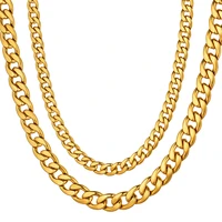 stainless steel curb cuban chains necklace for men 712mm gold silver color mens hip hop jewelry gifts dropshipping t250287