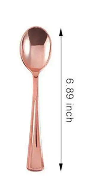Rose Gold Spoon 12 компл/36 шт. одноразовые Пластик столовые приборы розовое с золотым ножом вилка ложка Western десерт столовые приборы для свадьбы Baby Shower День рождения - Цвет: Rose Gold Spoon