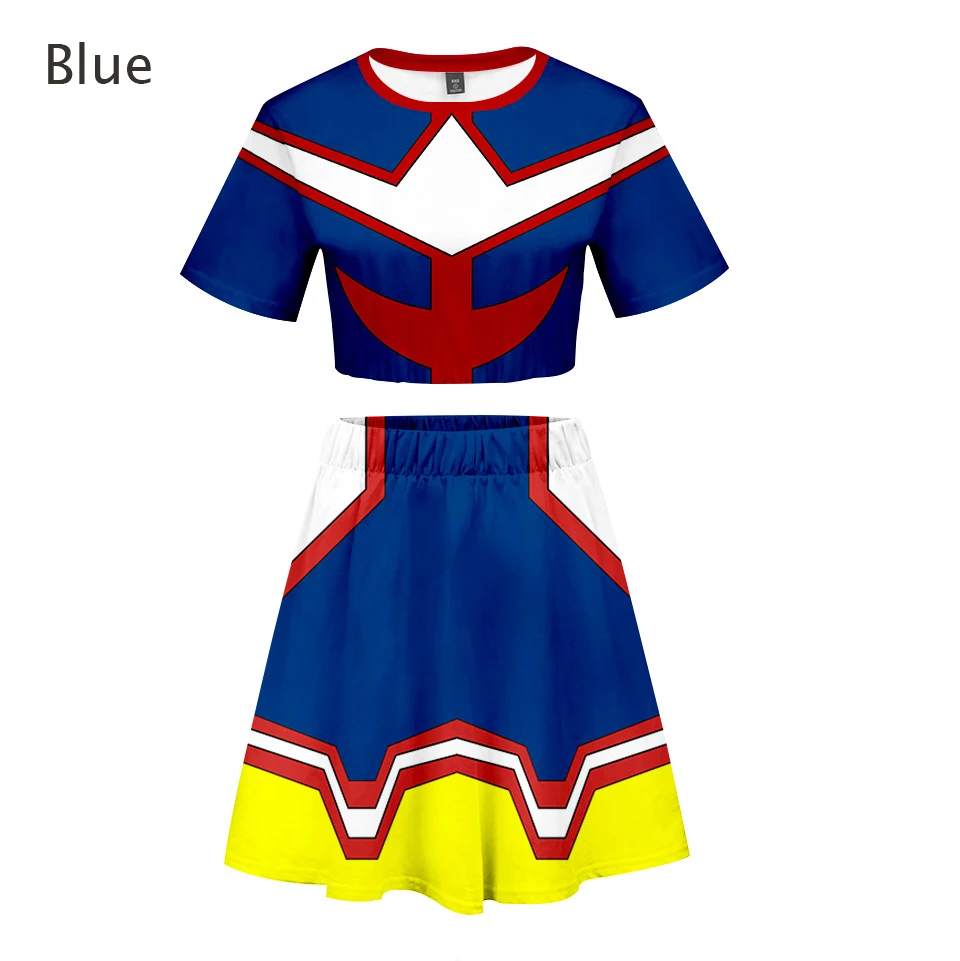 

Trendy explosion 3D ladies suit My Hero Academy Digital Print 3D Set Open umbilical short T-shirt+ skirt suit