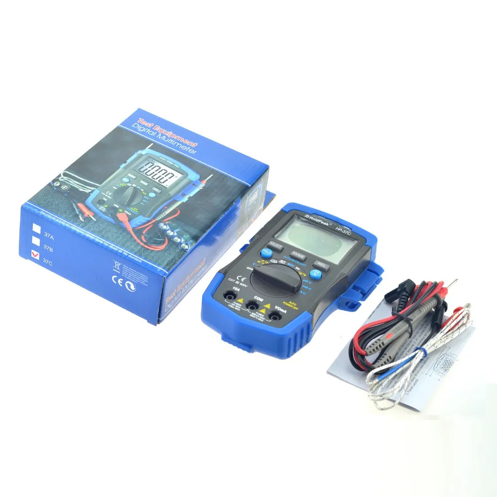 Мини multimetr цифровой holdpeak HP 37C Авто Диапазон True RMS мультиметр Температура емкость