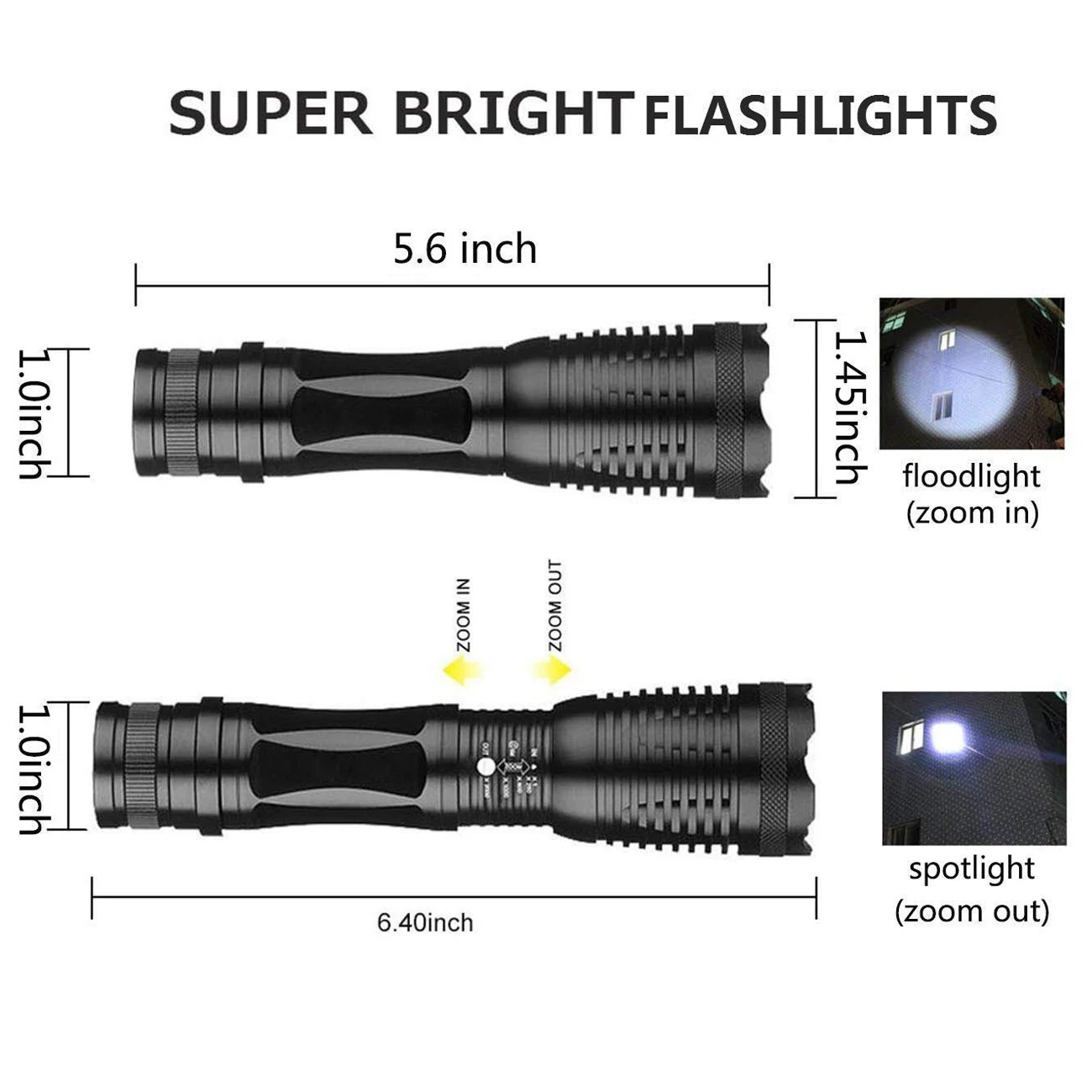 LED Flashlight Super Bright 800-1200 lumen T6 Portable Adjustable Focus 5 Modes | Бытовая техника