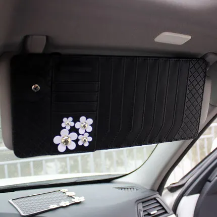 Sun visor CD clip Кожаный автомобиль Seatblet переключения ручного тормоза крышка набор рулевого колеса шеи Подушка для поддержки поясницы солнцезащитный козырек тканевая сумка Противоскользящий коврик - Название цвета: Sun visor CD clip