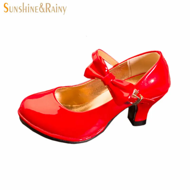 Классическая обувь из искусственной кожи с бантом для девочек детская танцев От 2