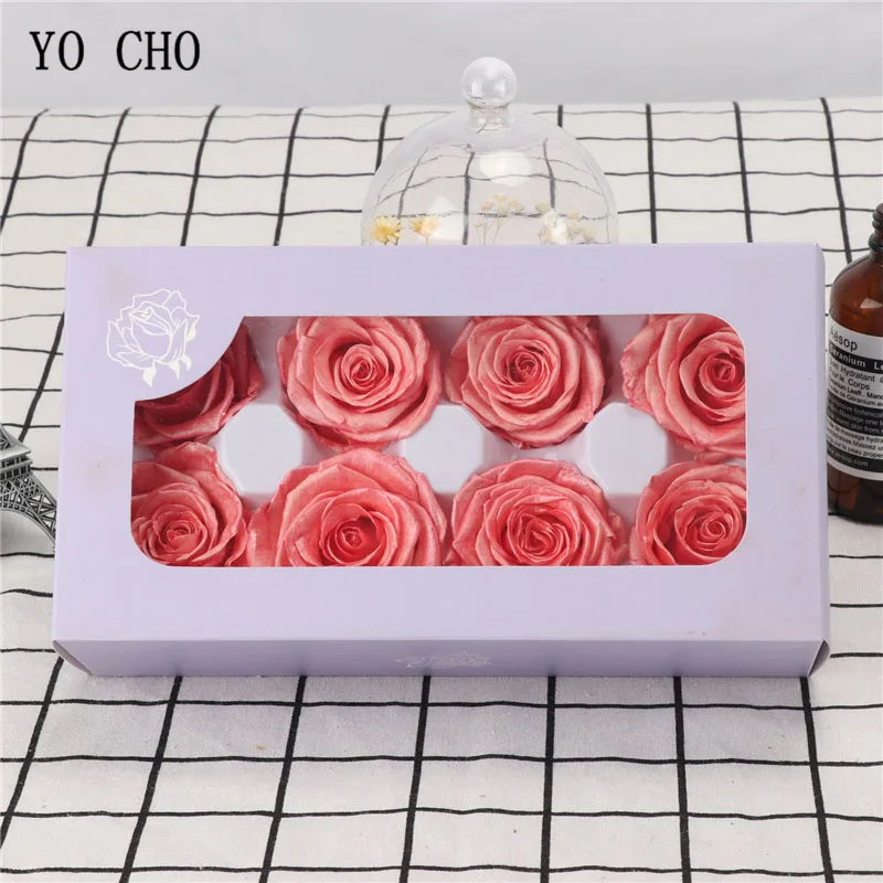 YO CHO розовые вечные цветы опрыскиваемые золотые консервированные свежие розы 8