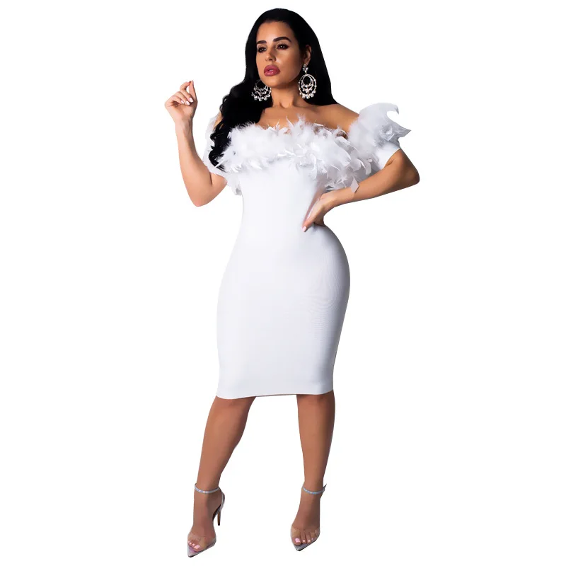 Сексуальное женское платье с открытыми плечами и коротким рукавом Клубное