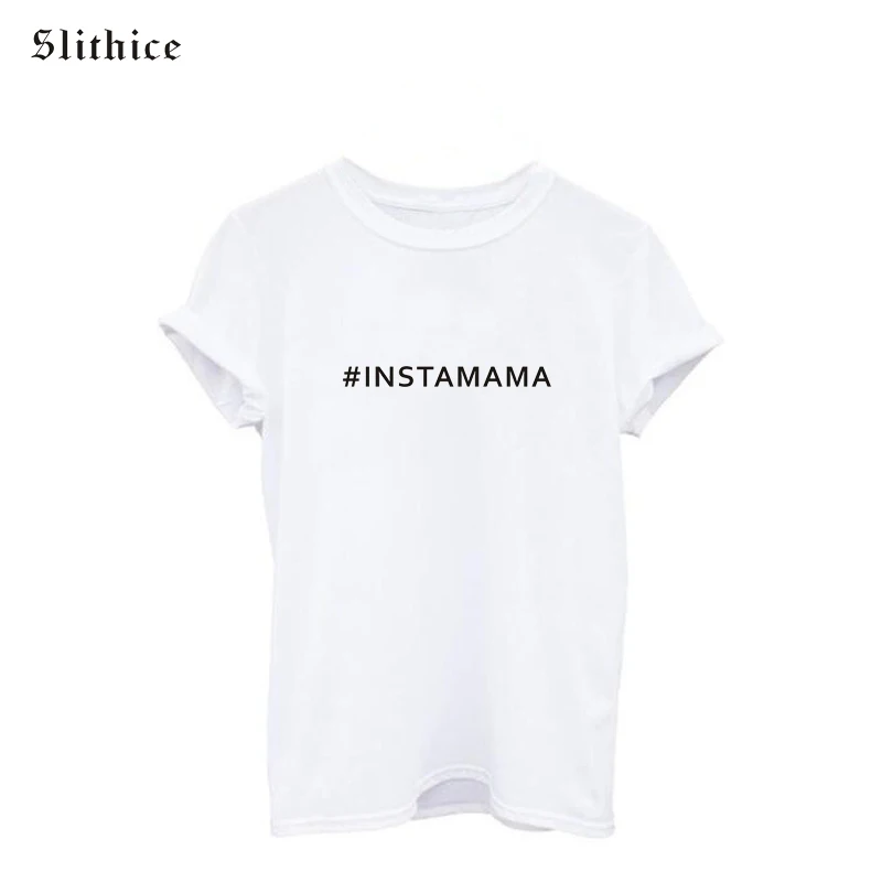 # INSTAMAMA Смешное Письмо Печати футболки женские тройники Белый С Коротким Рукавом