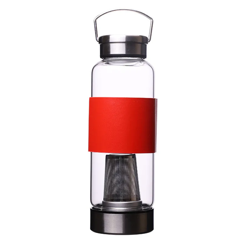 750ml 900ml 1100ml Large capacity Portable Glass Tea Bottle Tea Infuser Glass Tumbler Stainless Steel Filters The Tea Filter - Цвет: Красный