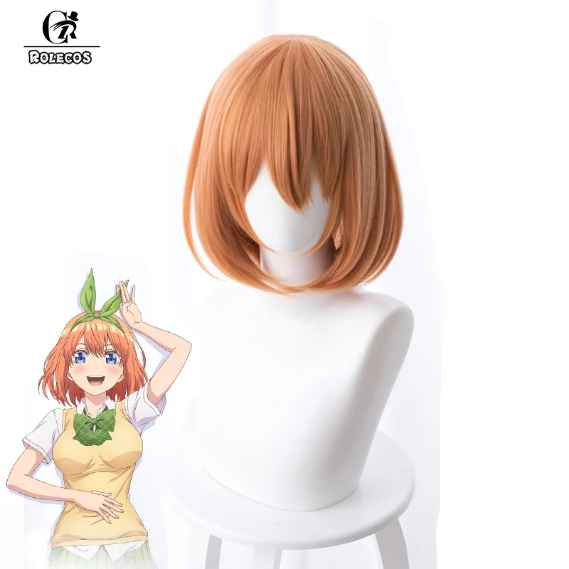 ROLECOS аниме Gotoubun No Hanayome Косплей волосы Yotsuba Nakano 30 см короткие оранжевые