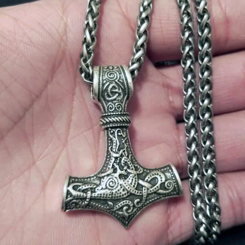 1 шт. дропшиппинг колье с кулоном в стиле викингов молот Mjolnir огромный Молот Тора