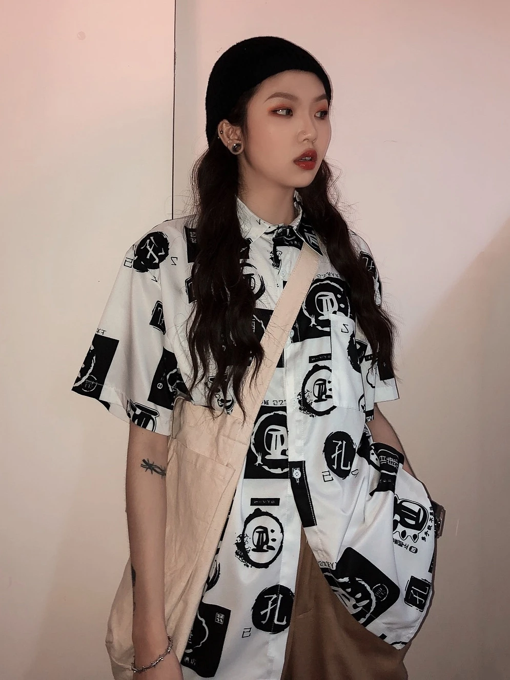 Уличный Harajuku восстановление ветра легко BF индивидуальный винный магазин печати