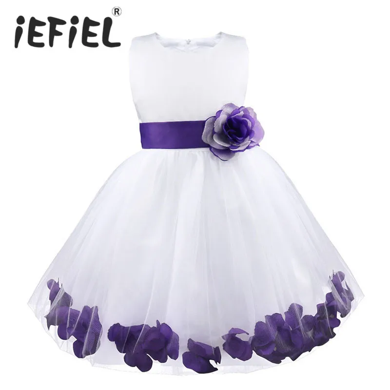 

Kids Infant Girl Flower Petals Dress Children Bridesmaid Toddler Elegant Dress Pageant Vestido Infantil Tulle Formal Party Dress