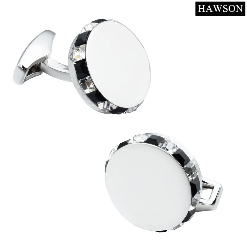 HAWSON Cuff links Crystal Wedding Cufflinks for Mens Luxury Grooms Dress Accessory
