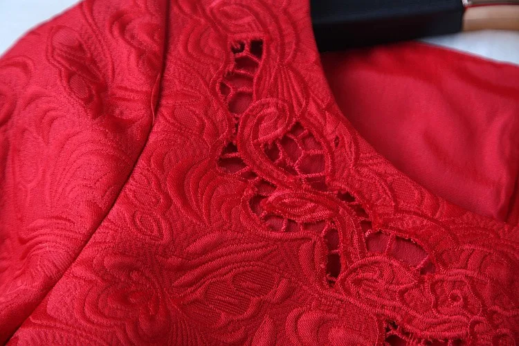 Короткое платье с вышивкой, новинка, высокое качество, Весенняя женская одежда, зимнее платье размера плюс XXL 4XL, мини трапециевидные вечерние платья красного цвета